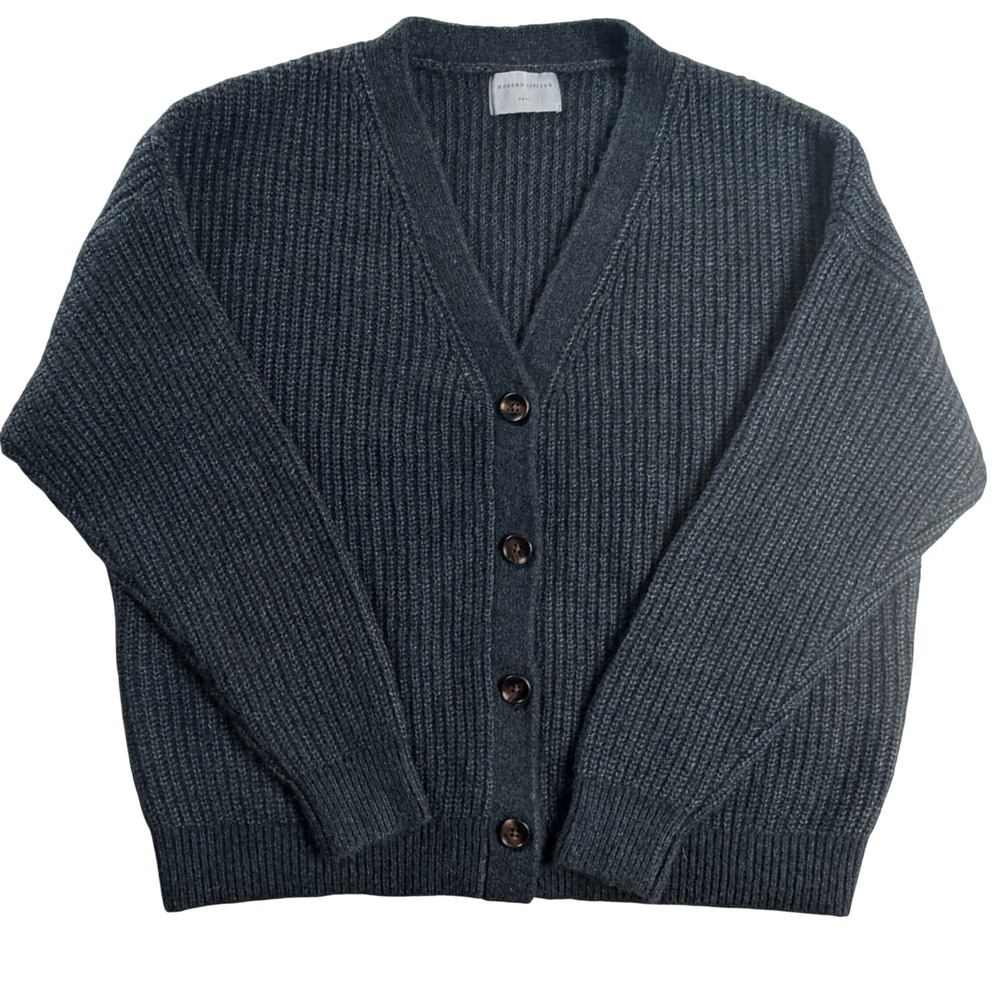Modern Citizen Hikari Wool Alpaca Cardigan Small Charcoal Oversized V Neck